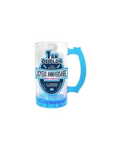 Chope A Biere Joyeux Anniversaire Bleue