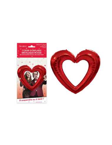 Coeur Gonflable Metallique Rouge
