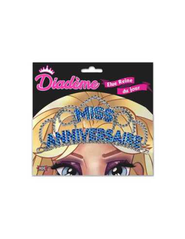 Diademe Miss Joyeux Anniversaire Bleu