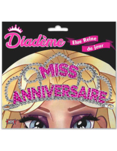 Diademe Miss Joyeux Anniversaire Fuchsia