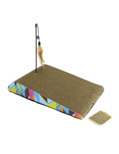 Planche griffoir, jouet canne, herbe à chat, 42x24x7 cm