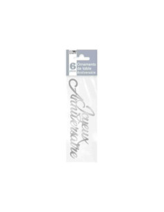 Ornement De Table 6 X Anniversaire Metallise Argent