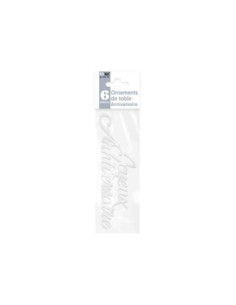 Ornement De Table 6 X Anniversaire Metallise Blanc Albatre