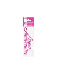 Ornement De Table 6 X Anniversaire Metallise Fuchsia