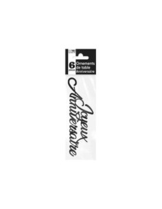 Ornement De Table 6 X Anniversaire Metallise Noir
