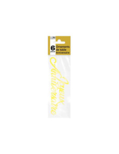 Ornement De Table 6 X Anniversaire Metallise Or