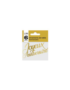Ornement De Table 6 X Anniversaire Metallise Rouge