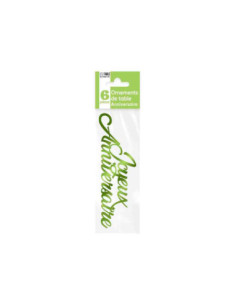 Ornement De Table 6 X Anniversaire Metallise Vert