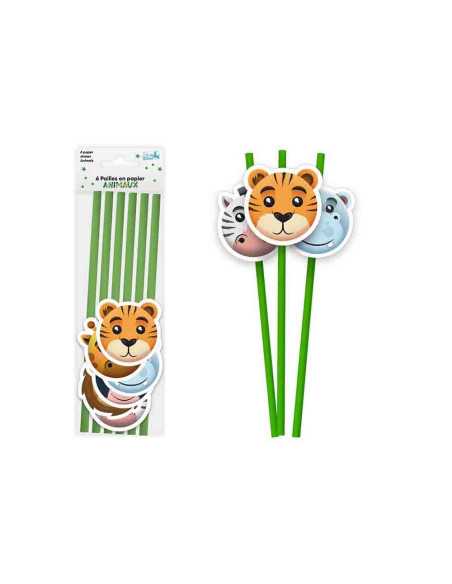 Pailles Papier X6 Animaux