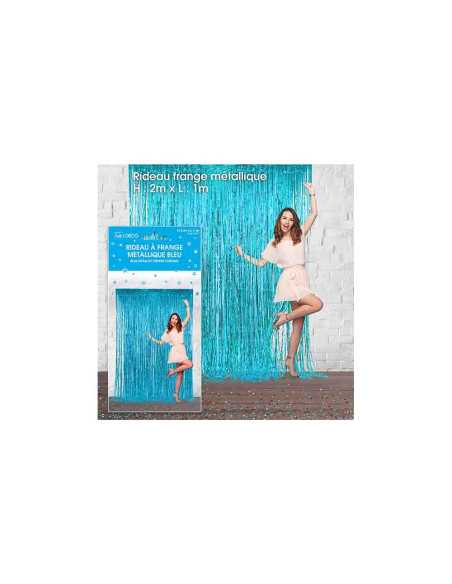 Rideau Franges Metallique Bleu