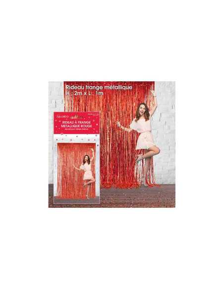 Rideau Franges Metallique Rouge