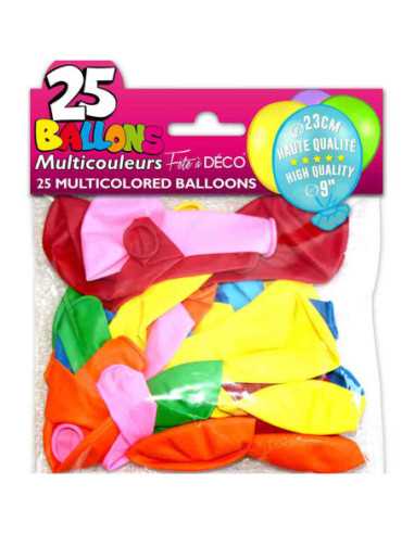 Sachet 25 Ballons Couleurs Assorties