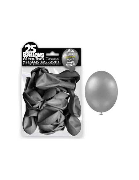 Sachet 25 Ballons Metal Argent