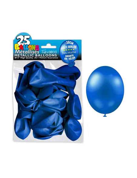 Sachet 25 Ballons Metal Bleu Marine