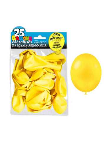 Sachet 25 Ballons Metal Jaune Citron