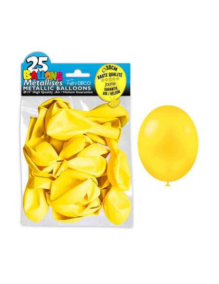 Sachet 25 Ballons Metal Jaune Citron