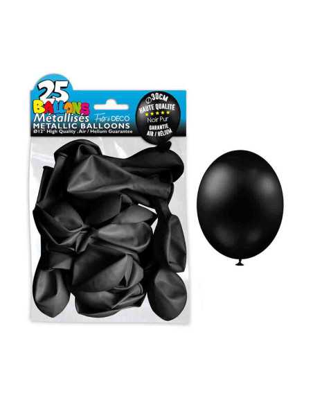 Sachet 25 Ballons Metal Noir