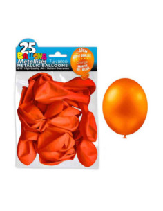Sachet 25 Ballons Metal Orange