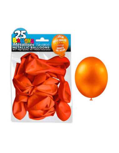 Sachet 25 Ballons Metal Orange