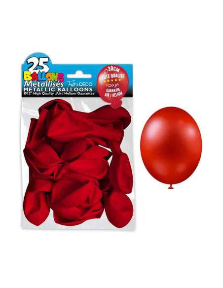 Sachet 25 Ballons Metal Rouge