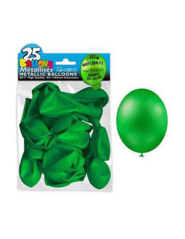 Sachet 25 Ballons Metal Vert