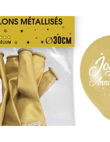 Sachet 6 Ballons Metal Or Joyeux Anniversaire