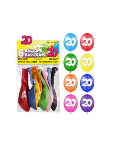 Sachet 8 Ballons 20 Ans