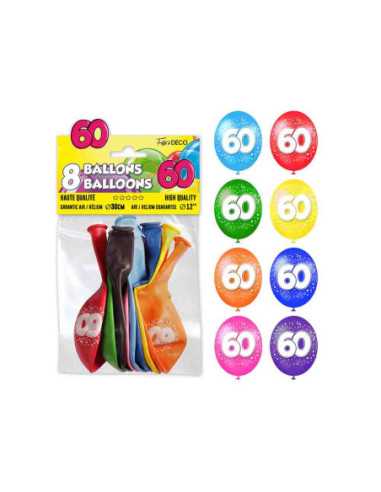 Sachet 8 Ballons 60 Ans