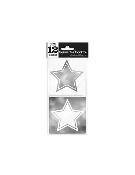 Serviettes Cocktail X 12 Etoile Argent