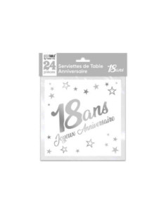 Serviettes De Table X 24 Metallisee Argent 18 Ans