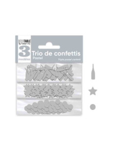 Trio De Confetti Papier Gris