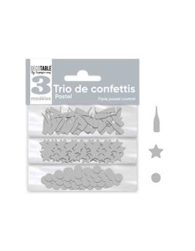 Trio De Confetti Papier Gris