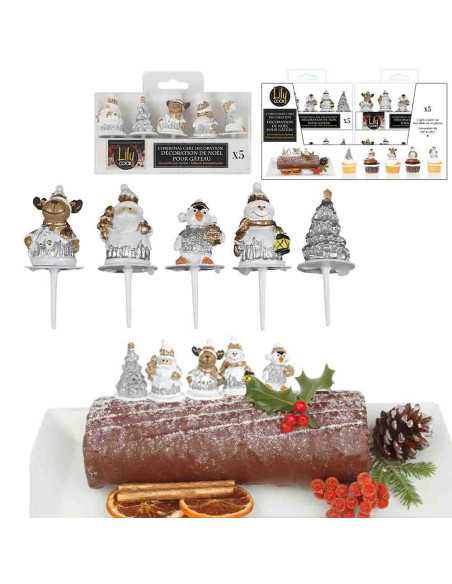 Set de 5 piques Déco Noël X5 diamètre 36 cm, 2.5 x 6.3 x 2.5 cm