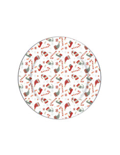 Dessous Assiette Métal, diamètre 36 cm, Blanche, motifs déco Noël
