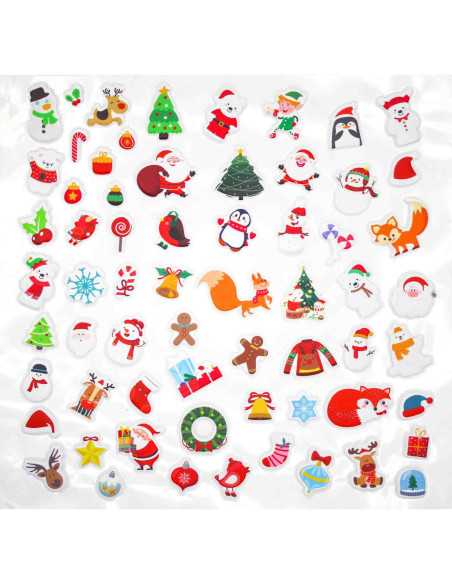 Stickers 3D caoutchouc Noël, de 1 à 3,3 cm x 64 pcs
