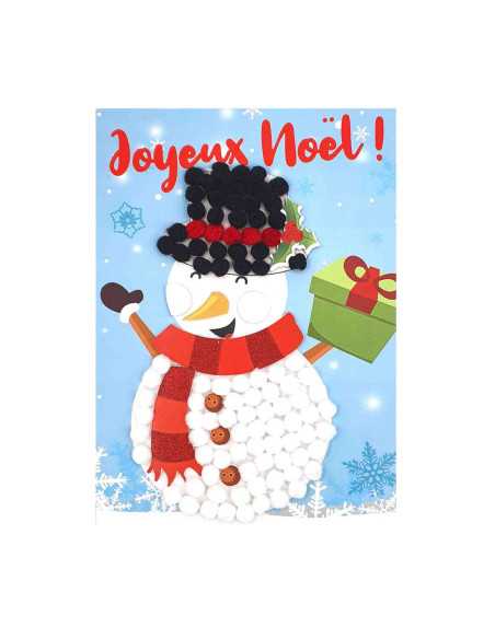 Kit tableau pompons, Bonhomme de neige , 15 x 21 cm