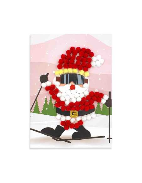 Kit tableau pompons, Père Noël , 15 x 21 cm