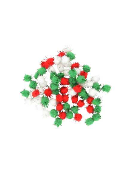 Pompon glitter, rouge, vert et blanc diam. 0,8cm x 200pcs
