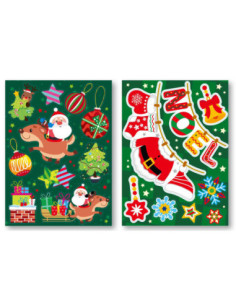 Stickers vitrostatiques Noël, de 3 à 23 cm x 18 pcs