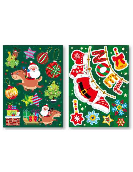 Stickers vitrostatiques Noël, de 3 à 23 cm x 18 pcs