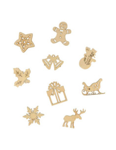 Coffret embellissements bois formes assorties 3cm x 45 pcs