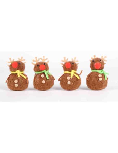 Cerfs pompons et feutrine 7 x 3 cm x 4 pcs