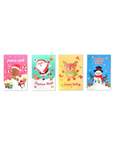 Cartes de vœux Diamond Painting Joyeux Noël 10x15 avec enveloppes x 4