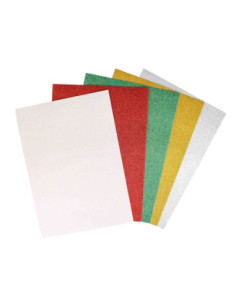 Cartes fortes A4 pailletées rouge, vert, or, argent, holo x5 pcs