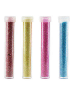 Paillettes diamantines tube 3,5 grs rouge à bleu x 4 pcs