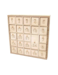 Calendrier de l'avent en bois, 25,9 x 25,9 x 4,5 cm