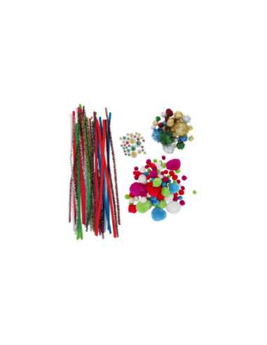 Pompons et chenilles + accessoires x 254 pcs
