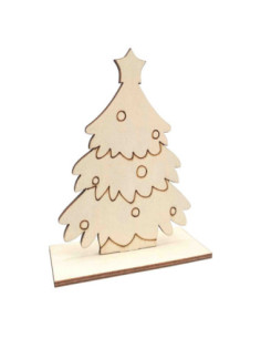 Sapin en bois gravé, 10 x 5 x 15 cm