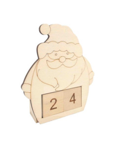 Calendrier de l'avent Père Noël en bois, 11 x 13 x 3,3 cm