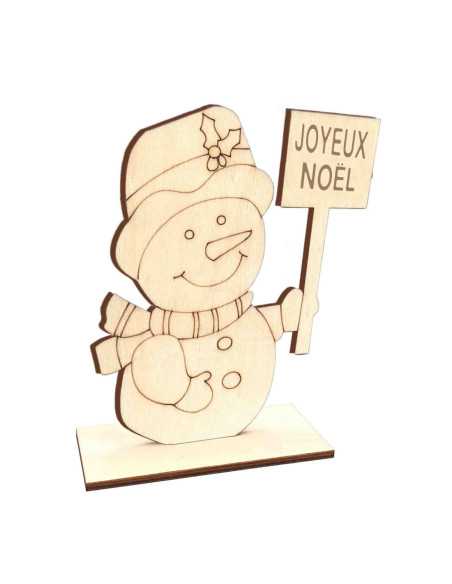 Bonhomme de neige à assembler en bois, 11 x 14,6 x 0,4 cm